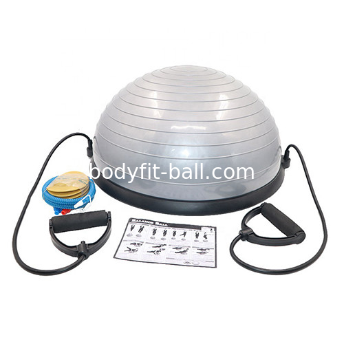 Multiple Uses Gym Half Balance Ball With Pump 2 Removable Resistance Bands